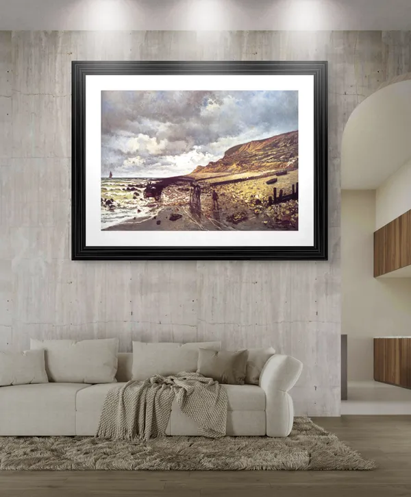La_Pointe_de_la_H�ve_at_Low_Tide_(1864),_A_Painting_by_Claude_Monet,_Wall_D�cor,_Framed,_Multicolor