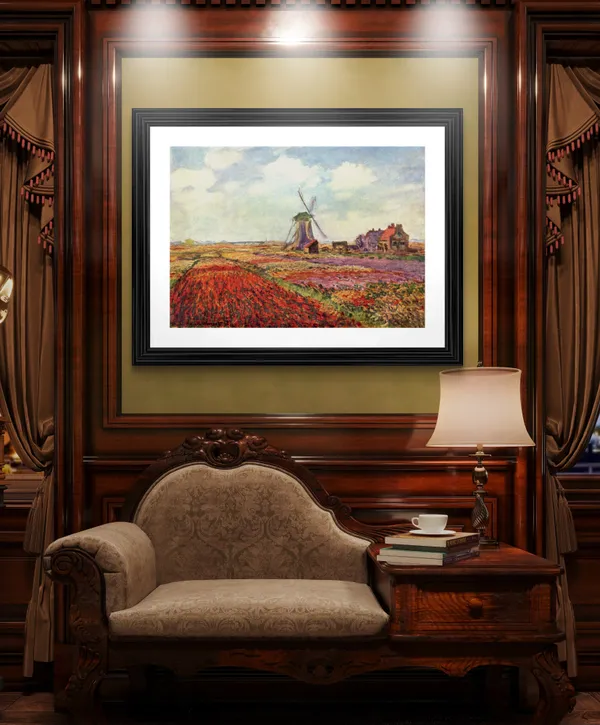 Tulip_Fields_(1886),_A_Painting_by_Claude_Monet,_Wall_D�cor,_Framed,_Multicolor