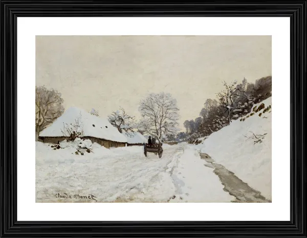 A_Cart_on_the_Snowy_Road_at_Honfleur_(1865),_A_Painting_by_Claude_Monet,_Wall_D�cor,_Framed,_Multicolor