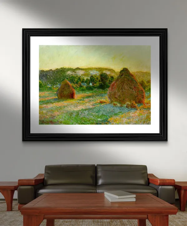 Haystacks-1_(1890),_A_Painting_by_Claude_Monet,_Wall_D�cor,_Framed,_Multicolor