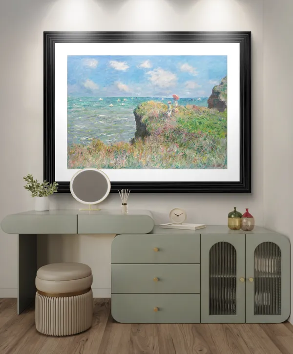 Cliff_Walk_at_Pourville*_(1882),_A_Painting_by_Claude_Monet,_Wall_D�cor,_Framed,_Multicolor