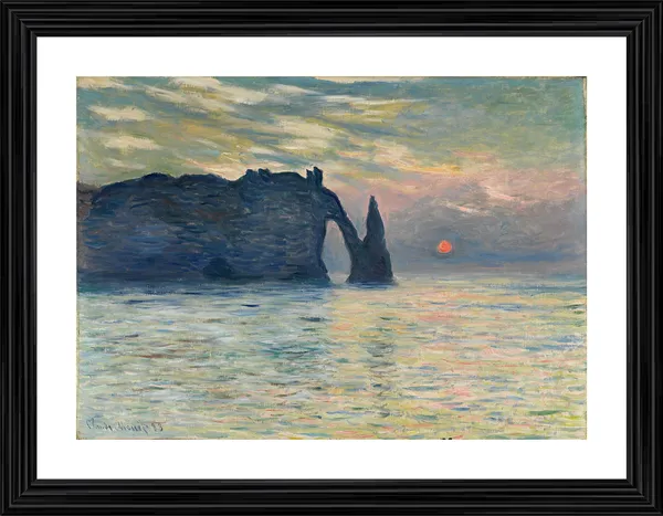 The_Cliff,_�tretat,_Sunset*_(1883),_A_Painting_by_Claude_Monet,_Wall_D�cor,_Framed,_Multicolor