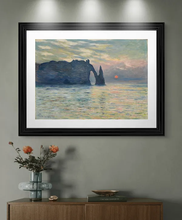 The_Cliff,_�tretat,_Sunset*_(1883),_A_Painting_by_Claude_Monet,_Wall_D�cor,_Framed,_Multicolor