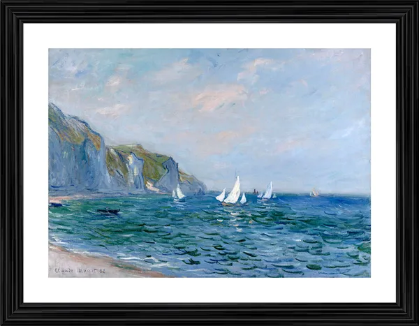 Cliffs_and_Sailboats_at_Pourville*_(1882),_A_Painting_by_Claude_Monet,_Wall_D�cor,_Framed,_Multicolor