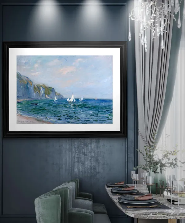 Cliffs_and_Sailboats_at_Pourville*_(1882),_A_Painting_by_Claude_Monet,_Wall_D�cor,_Framed,_Multicolor