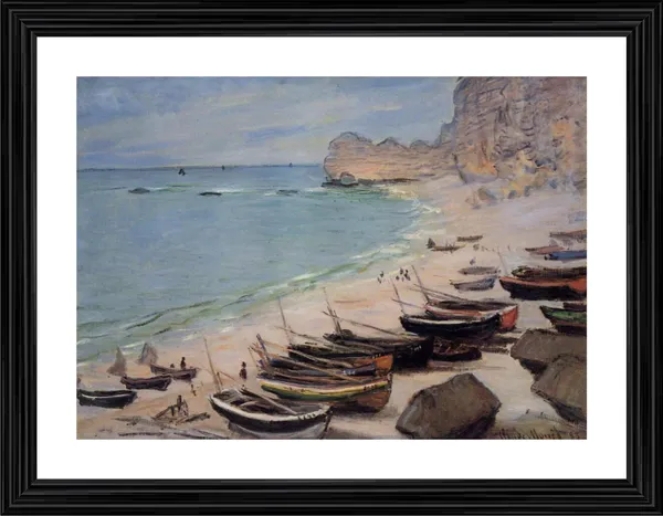 Boats_on_the_Beach_at_Etretat*_(1883),_A_Painting_by_Claude_Monet,_Wall_D�cor,_Framed,_Multicolor