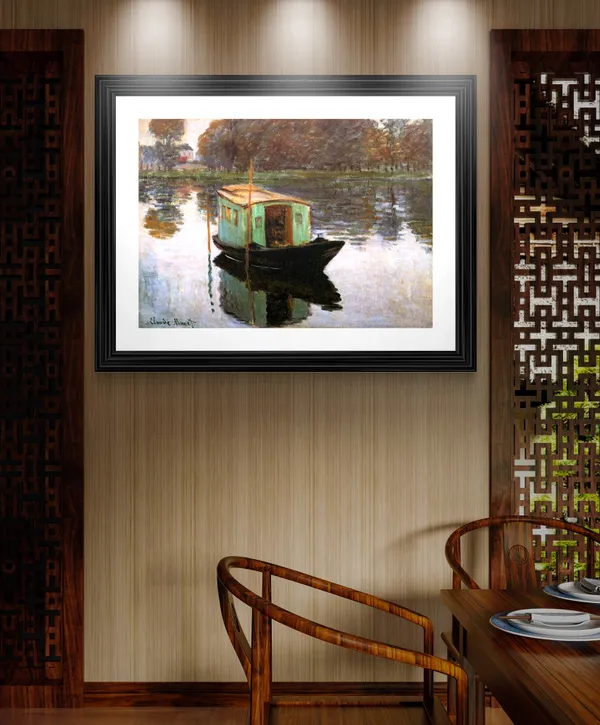 The_Studio_Boat*_(1874),_A_Painting_by_Claude_Monet,_Wall_D�cor,_Framed,_Multicolor