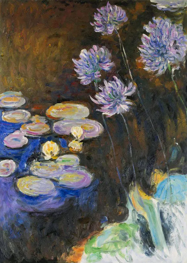 Water_Lilies_and_Agapanthus*_(1923),_A_Painting_by_Claude_Monet,_Wall_D�cor,_Framed_Canvas,_Multicolor