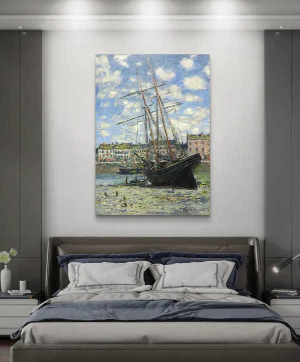 Ship_Aground*_(1881),_A_Painting_by_Claude_Monet,_Wall_D�cor,_Framed_Canvas,_Multicolor