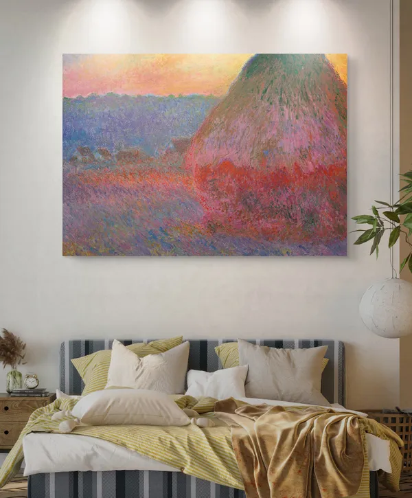 Haystacks*_(1890),_A_Painting_by_Claude_Monet,_Wall_D�cor,_Framed_Canvas,_Multicolor