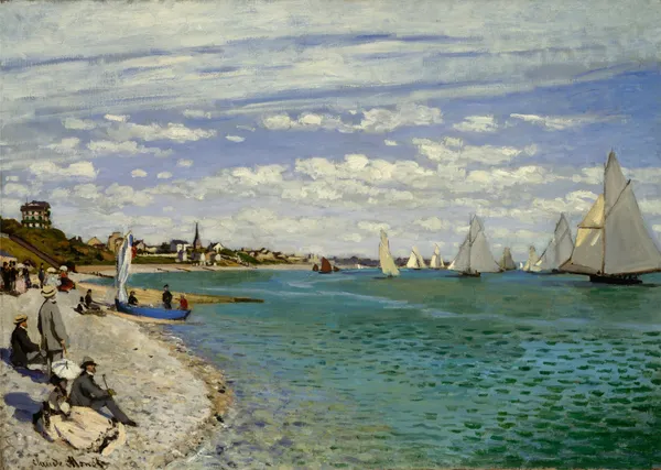 Beach_@_Pourville-2_(1882),_A_Painting_by_Claude_Monet,_Wall_D�cor,_Framed_Canvas,_Multicolor