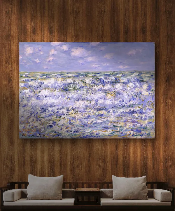 Waves_Breaking_(1881),_A_Painting_by_Claude_Monet,_Wall_D�cor,_Framed_Canvas,_Multicolor