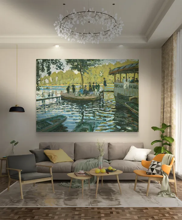 La_Grenouill�re_(1869),_A_Painting_by_Claude_Monet,_Wall_D�cor,_Framed_Canvas,_Multicolor
