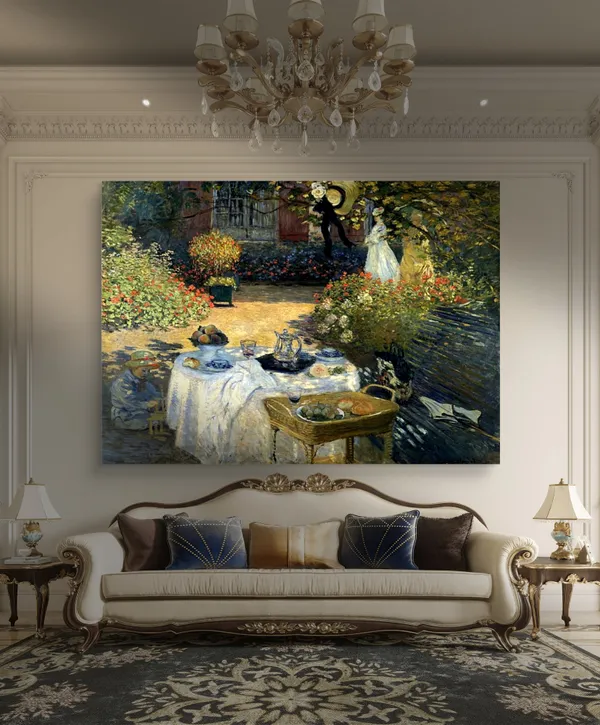 The_Lunch_(1876),_A_Painting_by_Claude_Monet,_Wall_D�cor,_Framed_Canvas,_Multicolor