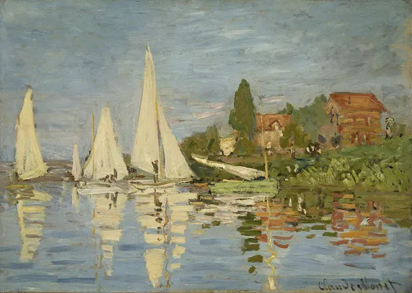 Regattas_at_Argenteuil_(1872),_A_Painting_by_Claude_Monet,_Wall_D�cor,_Framed_Canvas,_Multicolor