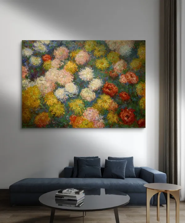 Chrysanthemums_(1881),_A_Painting_by_Claude_Monet,_Wall_D�cor,_Framed_Canvas,_Multicolor