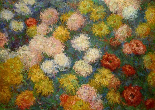 Chrysanthemums_(1881),_A_Painting_by_Claude_Monet,_Wall_D�cor,_Framed_Canvas,_Multicolor