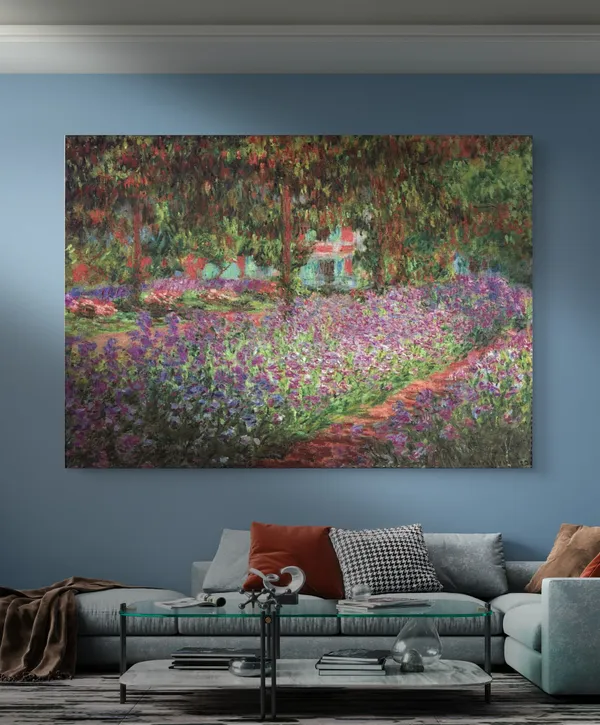 The_Artist's_Garden_at_Giverny_(1900),_A_Painting_by_Claude_Monet,_Wall_D�cor,_Framed_Canvas,_Multicolor