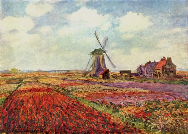 Tulip_Fields_(1886),_A_Painting_by_Claude_Monet,_Wall_D�cor,_Framed_Canvas,_Multicolor