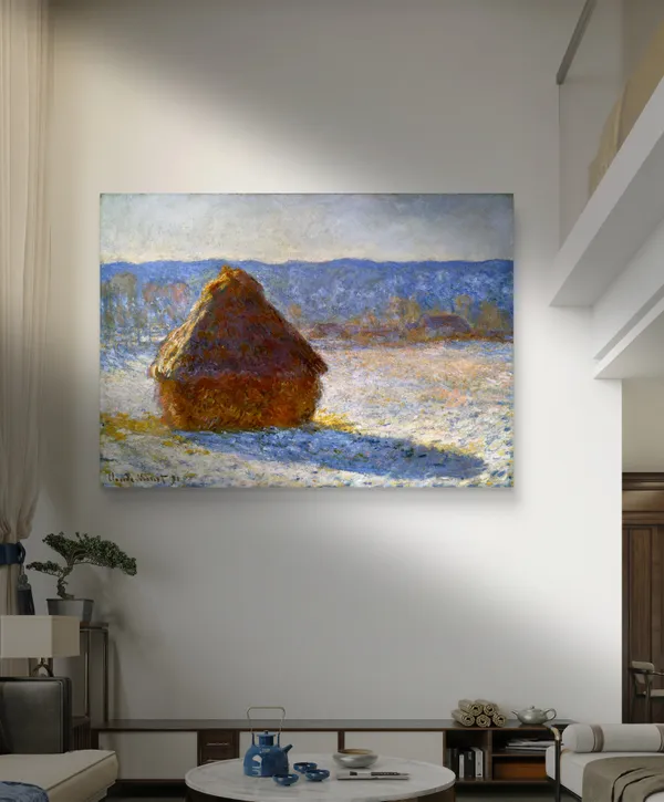 Haystacks-2_(1890),_A_Painting_by_Claude_Monet,_Wall_D�cor,_Framed_Canvas,_Multicolor