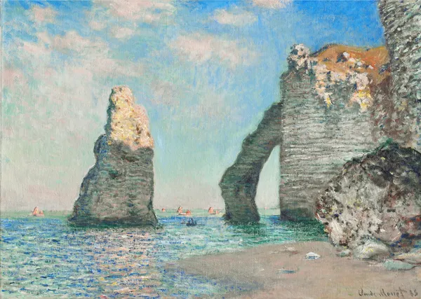The_Cliffs_at_Etretat*_(1885),_A_Painting_by_Claude_Monet,_Wall_D�cor,_Framed_Canvas,_Multicolor