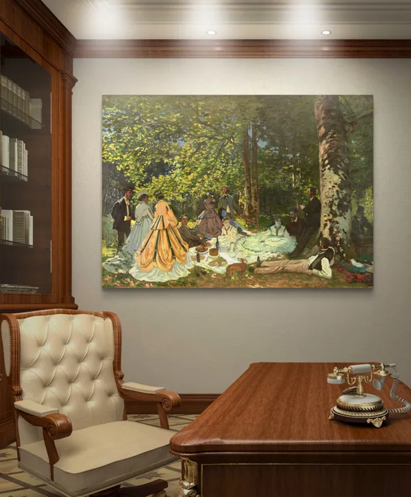 Luncheon_on_the_Grass*_(1866),_A_Painting_by_Claude_Monet,_Wall_D�cor,_Framed_Canvas,_Multicolor