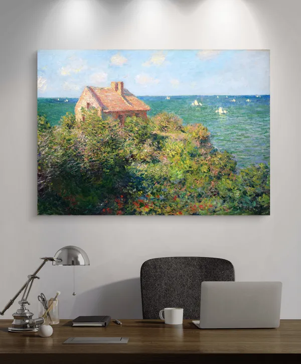 Fisherman's_Cottage_at_Varengeville*_(1882),_A_Painting_by_Claude_Monet,_Wall_D�cor,_Framed_Canvas,_Multicolor