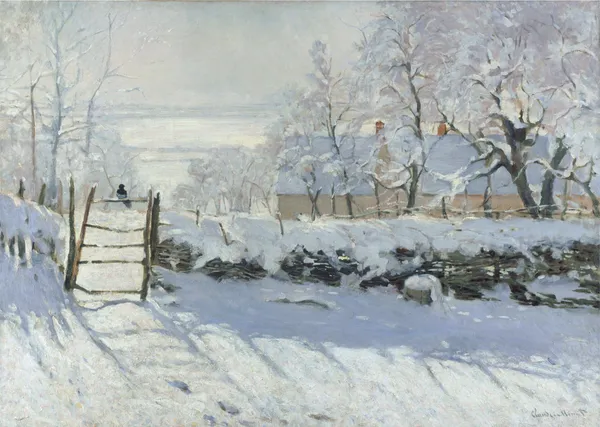 The_Magpie*_(1868),_A_Painting_by_Claude_Monet,_Wall_D�cor,_Framed_Canvas,_Multicolor