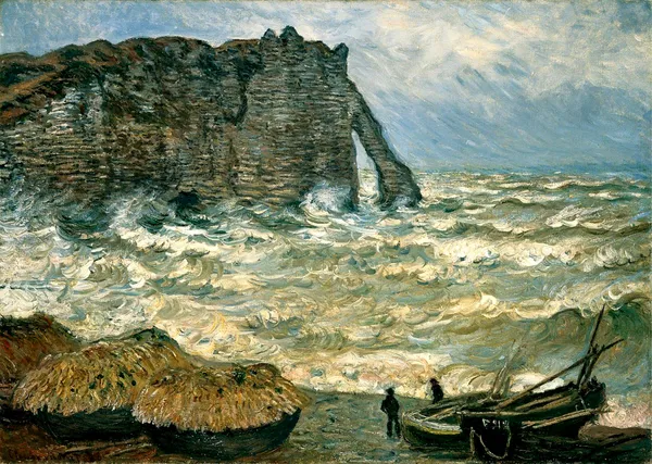 Stormy_Sea_in_�tretat*_(1883),_A_Painting_by_Claude_Monet,_Wall_D�cor,_Framed_Canvas,_Multicolor