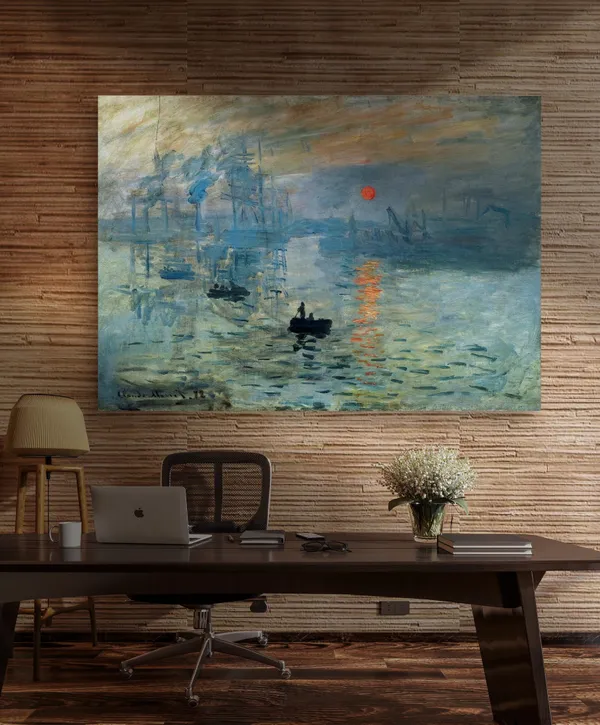 Impression_Sunrise*_(1874),_A_Painting_by_Claude_Monet,_Wall_D�cor,_Framed_Canvas,_Multicolor