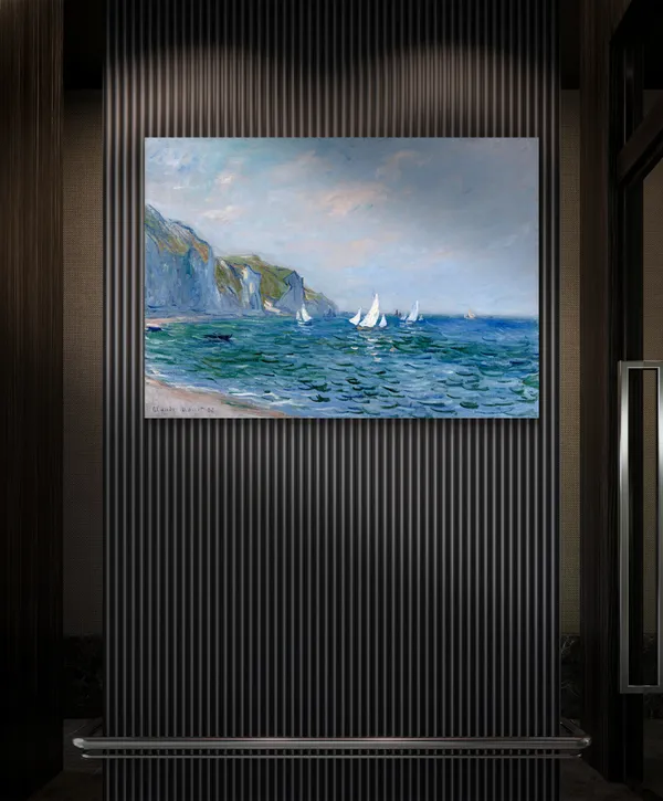 Cliffs_and_Sailboats_at_Pourville*_(1882),_A_Painting_by_Claude_Monet,_Wall_D�cor,_Framed_Canvas,_Multicolor