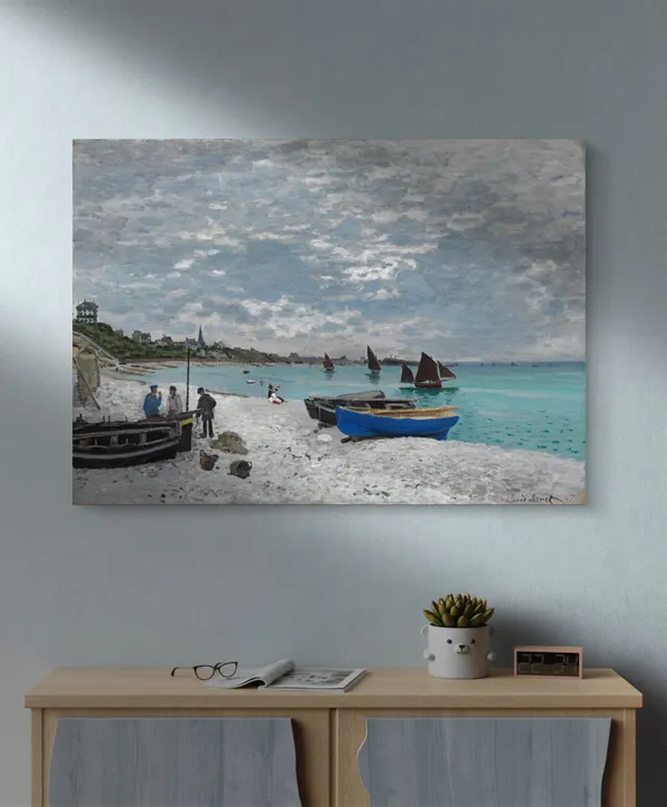 The_Beach_at_Sainte-Adresse_(1867),_A_Painting_by_Claude_Monet,_Wall_D�cor,_Framed_Canvas,_Multicolor