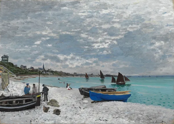 The_Beach_at_Sainte-Adresse_(1867),_A_Painting_by_Claude_Monet,_Wall_D�cor,_Framed_Canvas,_Multicolor