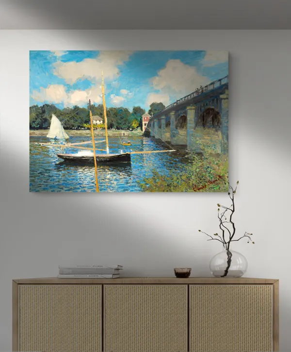 The_Bridge_at_Argenteuil*_(1874_),_A_Painting_by_Claude_Monet,_Wall_D�cor,_Framed_Canvas,_Multicolor