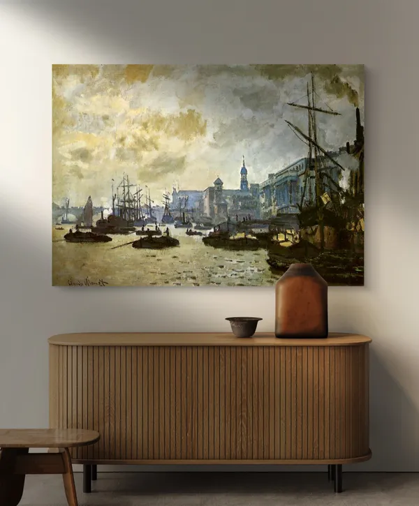The_Port_of_Londo*_(1870),_A_Painting_by_Claude_Monet,_Wall_D�cor,_Framed_Canvas,_Multicolor