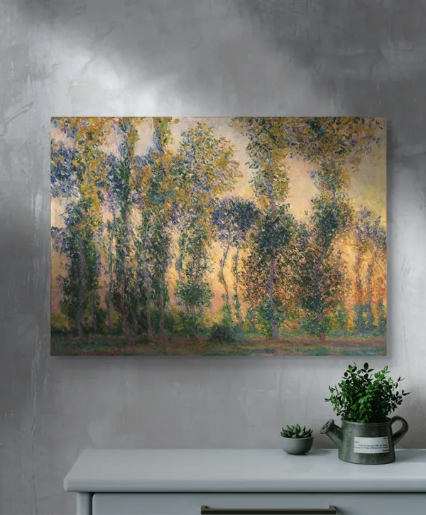 Poplars_at_Giverny,_Sunrise*_(1888),_A_Painting_by_Claude_Monet,_Wall_D�cor,_Framed_Canvas,_Multicolor