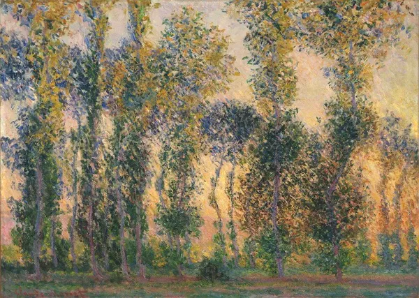 Poplars_at_Giverny,_Sunrise*_(1888),_A_Painting_by_Claude_Monet,_Wall_D�cor,_Framed_Canvas,_Multicolor