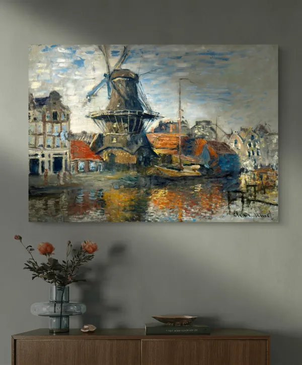 The_Windmill_at_Amsterdam*_(1871),_A_Painting_by_Claude_Monet,_Wall_D�cor,_Framed_Canvas,_Multicolor