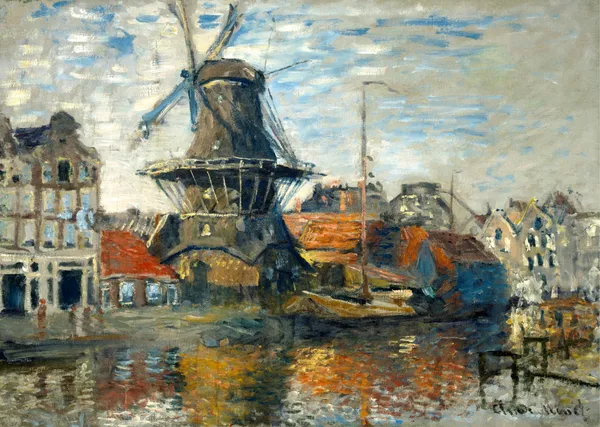 The_Windmill_at_Amsterdam*_(1871),_A_Painting_by_Claude_Monet,_Wall_D�cor,_Framed_Canvas,_Multicolor
