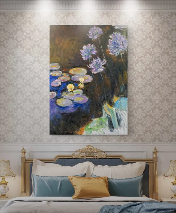 Water_Lilies_and_Agapanthus*_(1923),_A_Painting_by_Claude_Monet,_Unframed_Canvas_Print,_Multicolor