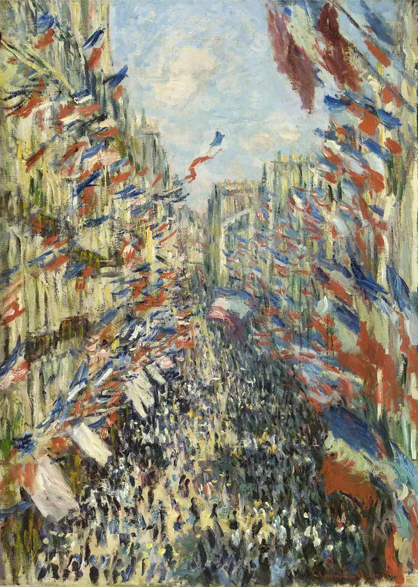 The_Rue_Montorgueil_in_Paris*_(1878),_A_Painting_by_Claude_Monet,_Unframed_Canvas_Print,_Multicolor