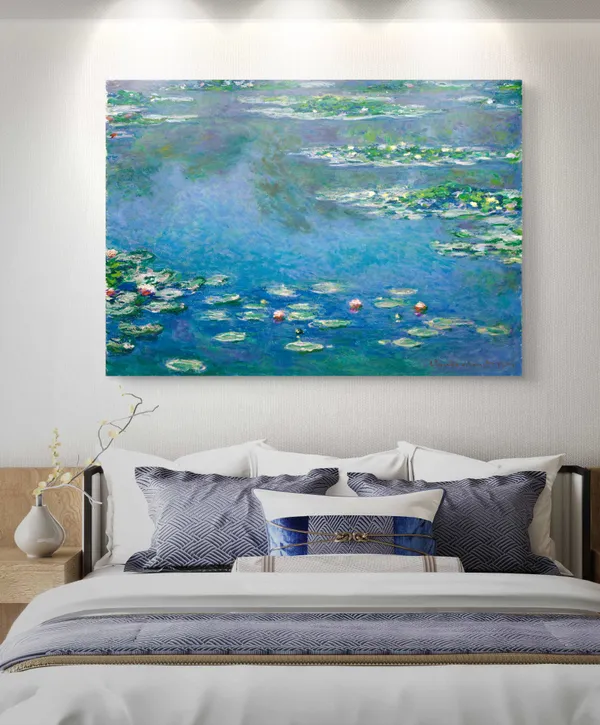 Water_Lilies,_Harmony_in_Blue*_(1917),_A_Painting_by_Claude_Monet,_Unframed_Canvas_Print,_Multicolor