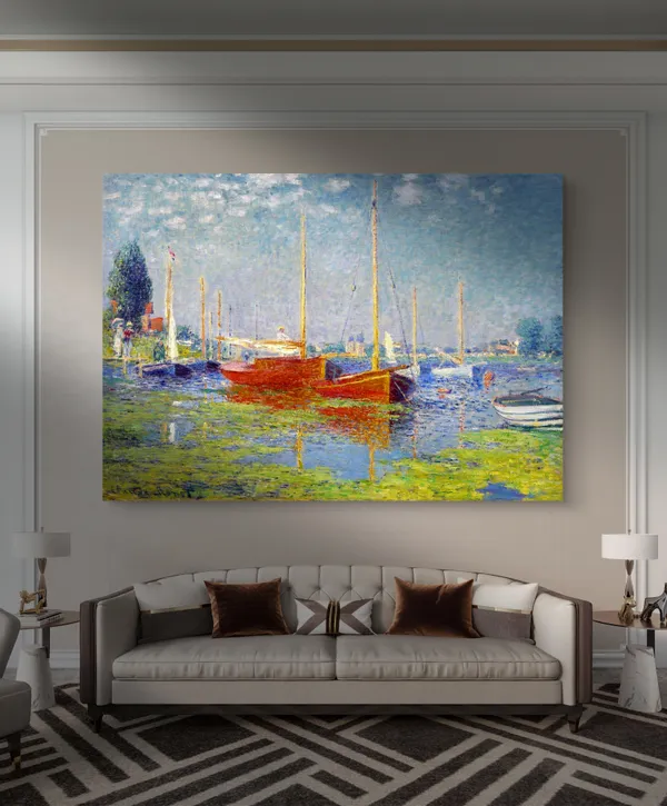 Red_Boats_at_Argenteuil_(1875),_A_Painting_by_Claude_Monet,_Unframed_Canvas_Print,_Multicolor