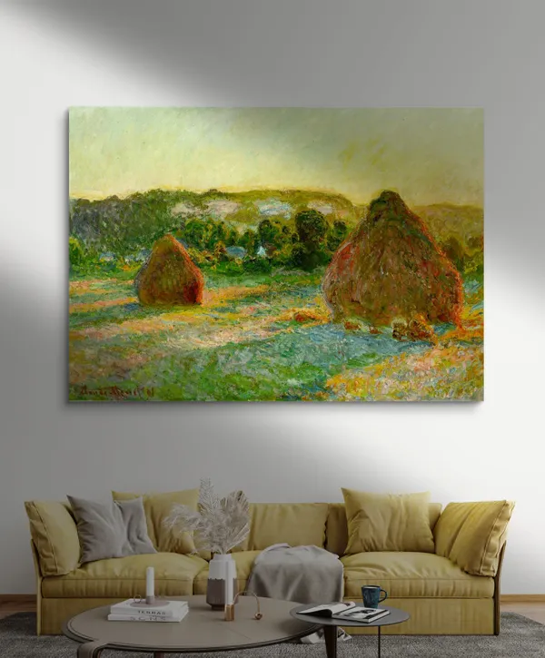 Haystacks-1_(1890),_A_Painting_by_Claude_Monet,_Unframed_Canvas_Print,_Multicolor