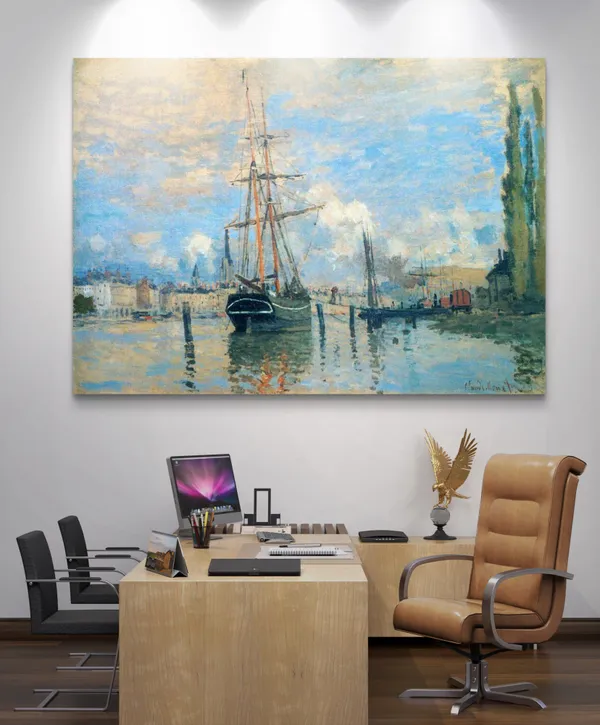 The_Seine_at_Rouen*_(1872),_A_Painting_by_Claude_Monet,_Unframed_Canvas_Print,_Multicolor