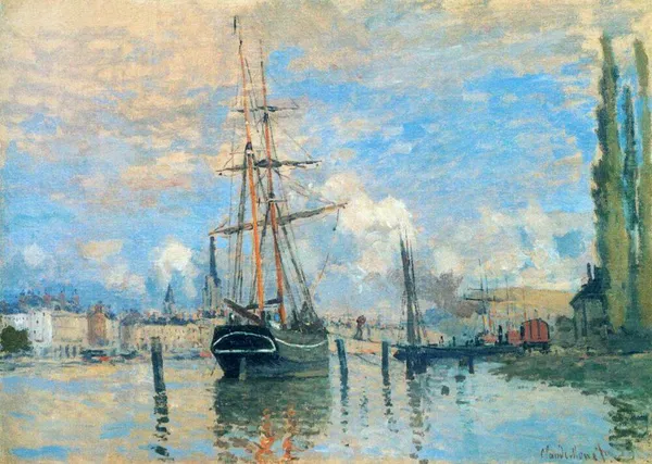 The_Seine_at_Rouen*_(1872),_A_Painting_by_Claude_Monet,_Unframed_Canvas_Print,_Multicolor