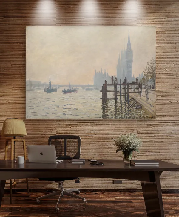 The_Thames_below_Westminster*_(1871),_A_Painting_by_Claude_Monet,_Unframed_Canvas_Print,_Multicolor