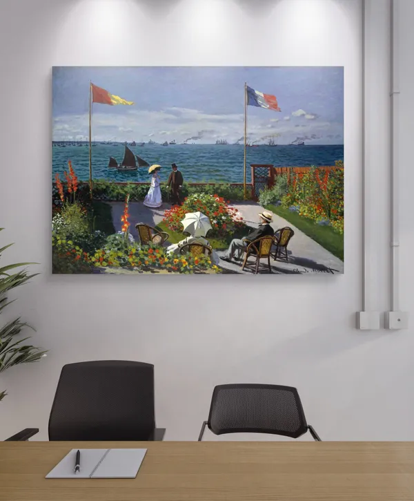 The_Garden_at_Sainte-Adresse*_(1967),_A_Painting_by_Claude_Monet,_Unframed_Canvas_Print,_Multicolor