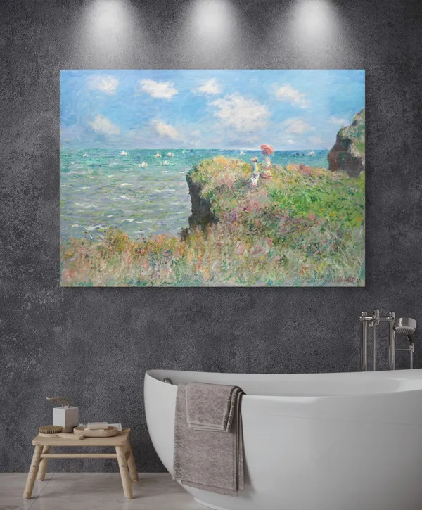 Cliff_Walk_at_Pourville*_(1882),_A_Painting_by_Claude_Monet,_Unframed_Canvas_Print,_Multicolor