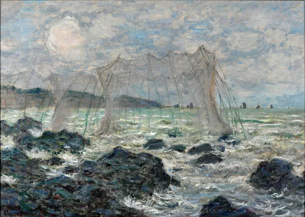 Fishing_Nets_at_Pourville*_(1882),_A_Painting_by_Claude_Monet,_Unframed_Canvas_Print,_Multicolor